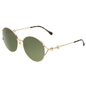 GUCCI GG1017SK-002 Womens Round Sunglasses in Gold & Tortoise Havana/Green 58 mm